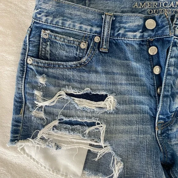 American Eagle Outfitters Distressed Blue Jean Shorts - Picture 3 of 6